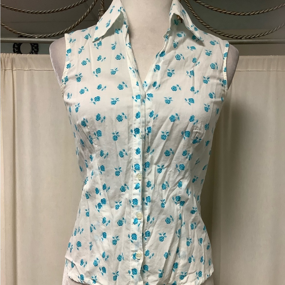 Robert Friedman Vintage Floral Sleeveless Collared Top XSP/SP